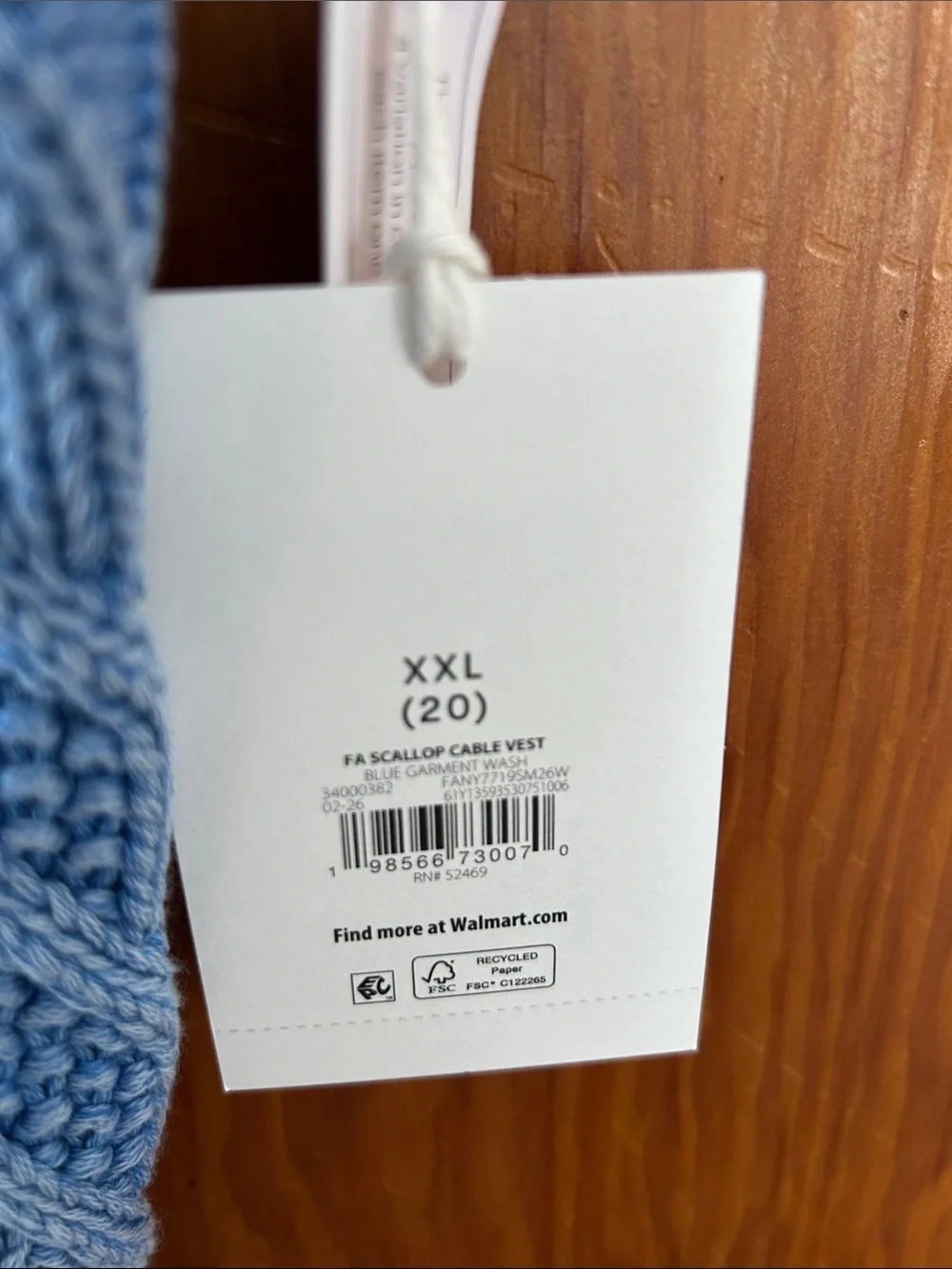Free Assembly Dusty Blue Cable Knit Sleeveless Sweater Vest - Picture 2 of 2